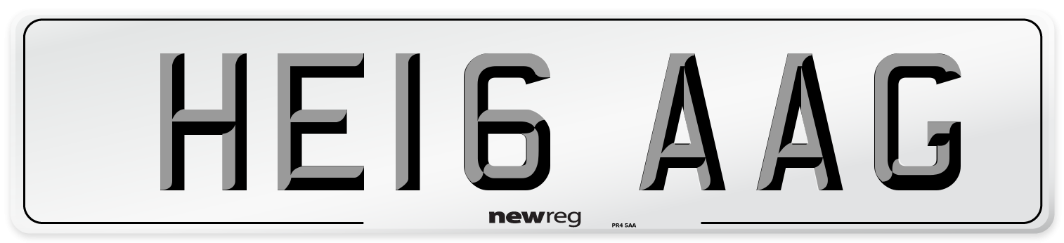 HE16 AAG Number Plate from New Reg